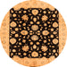 Round Machine Washable Oriental Orange Industrial Area Rugs, wshurb854org