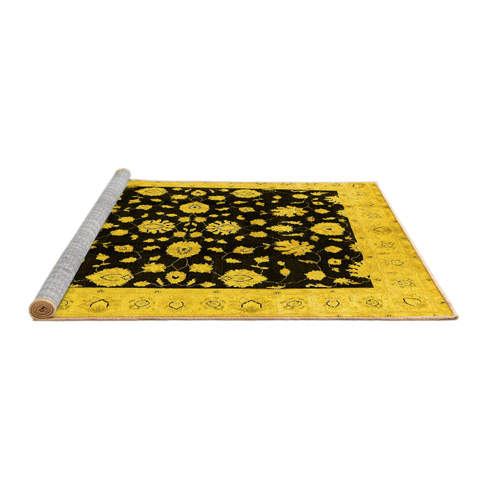 Sideview of Machine Washable Oriental Yellow Industrial Rug, wshurb854yw