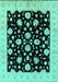 Machine Washable Oriental Turquoise Industrial Area Rugs, wshurb854turq