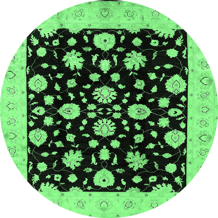 Round Oriental Emerald Green Industrial Rug, urb854emgrn