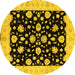 Round Machine Washable Oriental Yellow Industrial Rug, wshurb854yw