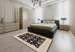 Mid-Century Modern Burgundy Brown Oriental Rug in a Bedroom, urb854