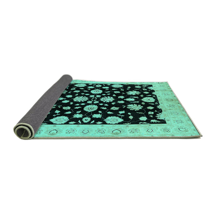 Sideview of Oriental Turquoise Industrial Rug, urb854turq