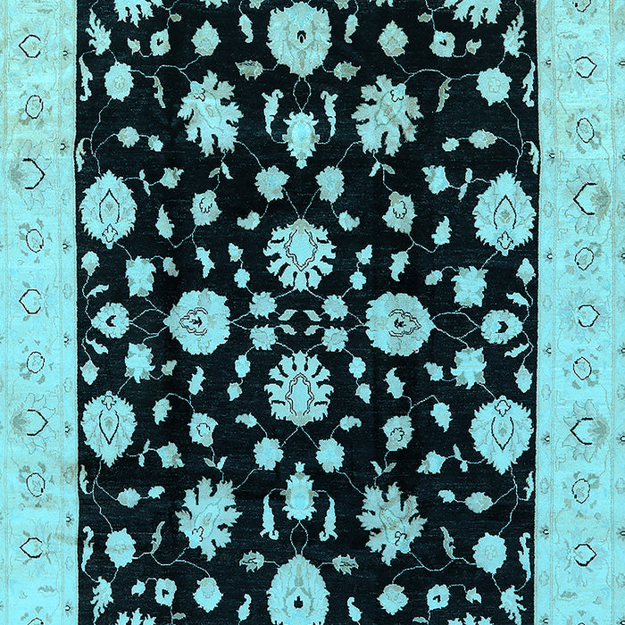 Machine Washable Oriental Light Blue Industrial Rug, wshurb854lblu