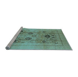 Sideview of Machine Washable Oriental Light Blue Industrial Rug, wshurb855lblu