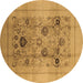 Round Oriental Brown Industrial Rug, urb855brn