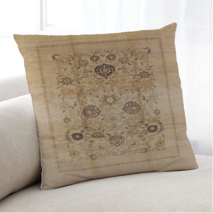 Lifestyle Image of Mid-Century Modern Urban Square Brown Sand Brown Throw Pillow, 18 inch by 18 inch, pwurb855