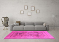 Machine Washable Oriental Pink Industrial Rug, wshurb855pnk