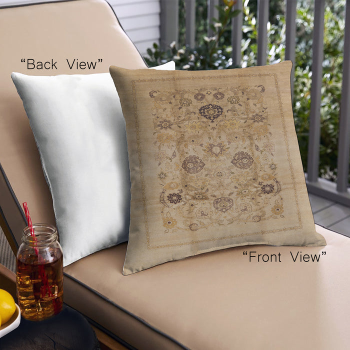 Front View of Mid-Century Modern Urban Square Brown Sand Brown Throw Pillow, 18 inch by 18 inch, pwurb855