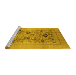 Sideview of Machine Washable Oriental Yellow Industrial Rug, wshurb855yw