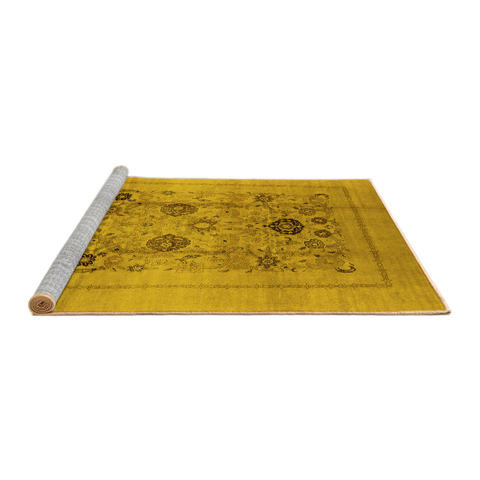 Sideview of Machine Washable Oriental Yellow Industrial Rug, wshurb855yw