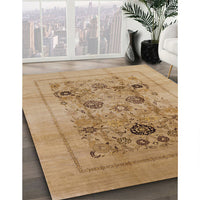 Mid-Century Modern Brown Sand Brown Oriental Rug, urb855