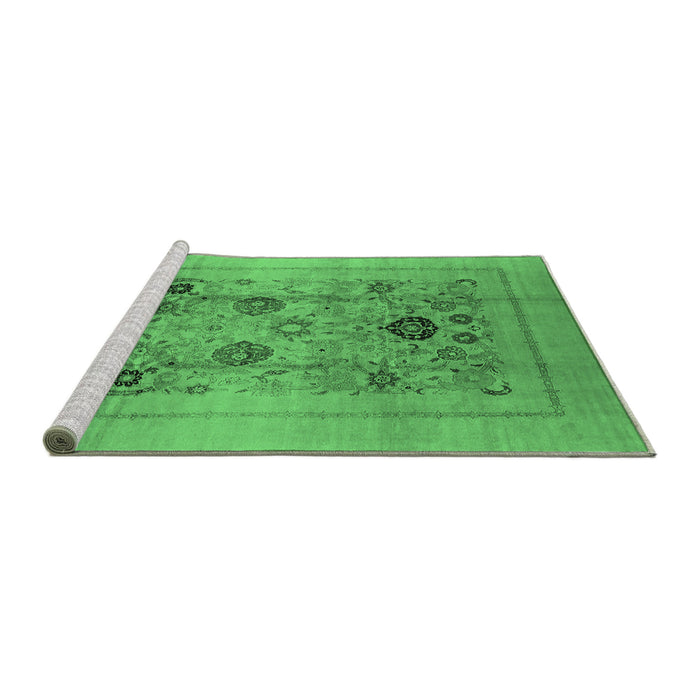 Sideview of Machine Washable Oriental Emerald Green Industrial Area Rugs, wshurb855emgrn