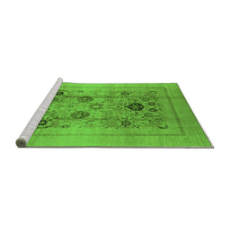 Sideview of Machine Washable Oriental Green Industrial Area Rugs, wshurb855grn