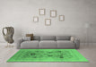 Machine Washable Oriental Emerald Green Industrial Area Rugs in a Living Room,, wshurb855emgrn