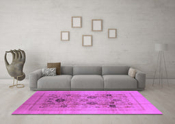 Machine Washable Oriental Purple Industrial Area Rugs in a Living Room, wshurb855pur