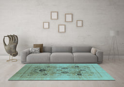 Machine Washable Oriental Light Blue Industrial Rug in a Living Room, wshurb855lblu