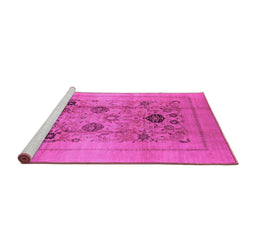 Sideview of Machine Washable Oriental Pink Industrial Rug, wshurb855pnk