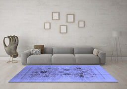 Machine Washable Oriental Blue Industrial Rug in a Living Room, wshurb855blu