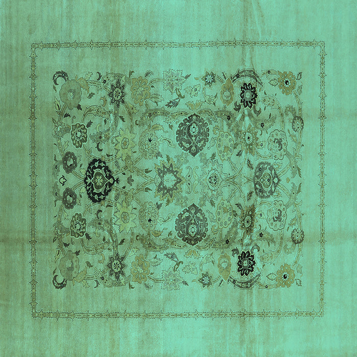 Square Oriental Turquoise Industrial Rug, urb855turq