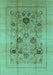 Machine Washable Oriental Turquoise Industrial Area Rugs, wshurb855turq