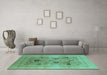 Machine Washable Oriental Turquoise Industrial Area Rugs in a Living Room,, wshurb855turq