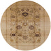 Round Mid-Century Modern Brown Sand Brown Oriental Rug, urb855