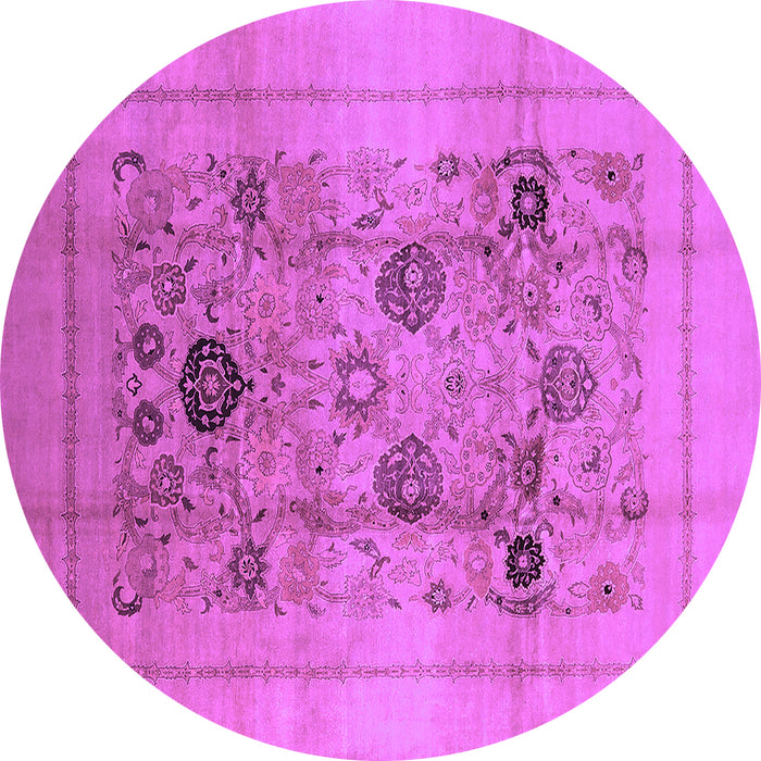 Round Machine Washable Oriental Purple Industrial Area Rugs, wshurb855pur