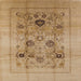 Square Mid-Century Modern Brown Sand Brown Oriental Rug, urb855