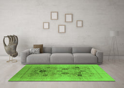 Machine Washable Oriental Green Industrial Area Rugs in a Living Room,, wshurb855grn