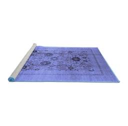 Sideview of Machine Washable Oriental Blue Industrial Rug, wshurb855blu
