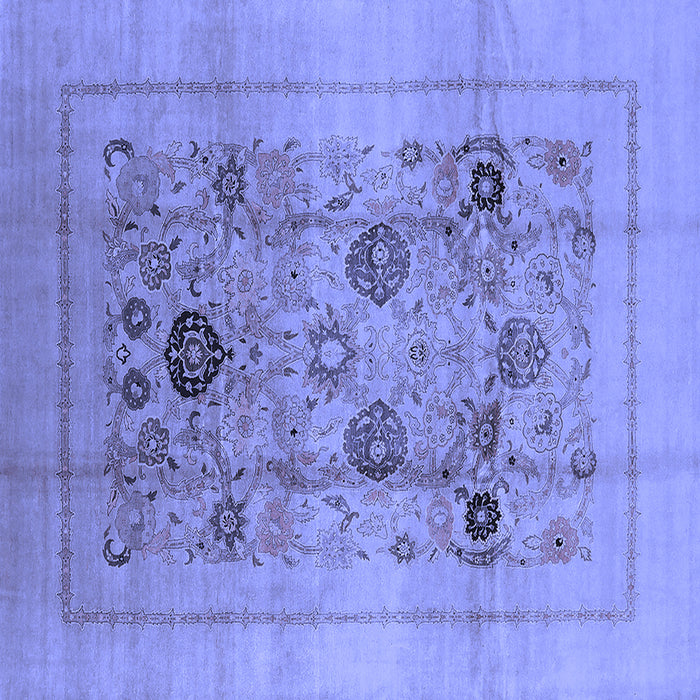 Square Machine Washable Oriental Blue Industrial Rug, wshurb855blu