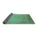 Sideview of Oriental Turquoise Industrial Rug, urb856turq