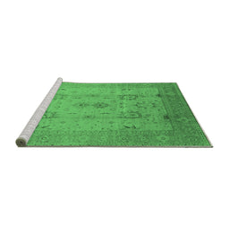 Sideview of Machine Washable Oriental Emerald Green Industrial Area Rugs, wshurb856emgrn