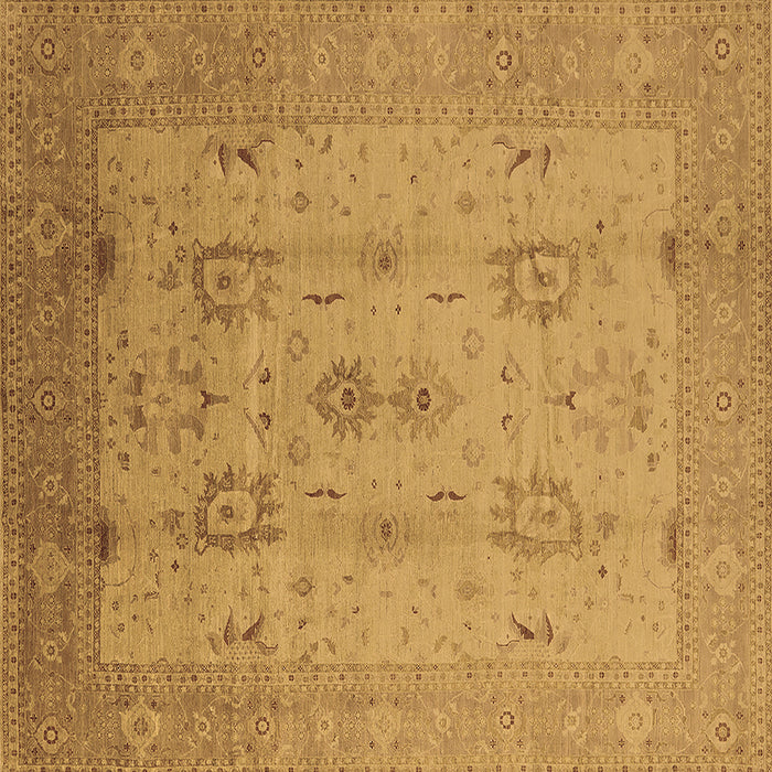 Square Machine Washable Oriental Brown Industrial Rug, wshurb856brn