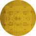 Round Oriental Yellow Industrial Rug, urb856yw