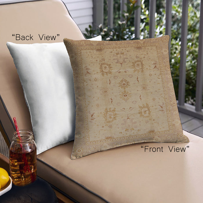 Front View of Mid-Century Modern Urban Square Brown Sand Brown Throw Pillow, 18 inch by 18 inch, pwurb856