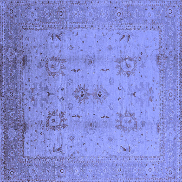 Square Machine Washable Oriental Blue Industrial Rug, wshurb856blu