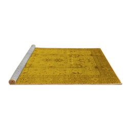 Sideview of Machine Washable Oriental Yellow Industrial Rug, wshurb856yw