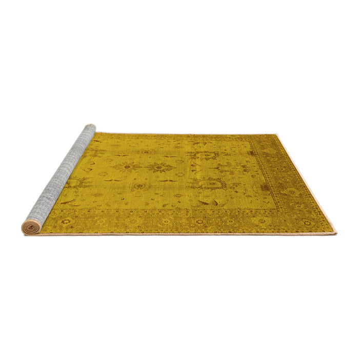 Sideview of Machine Washable Oriental Yellow Industrial Rug, wshurb856yw