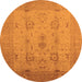 Round Machine Washable Oriental Orange Industrial Area Rugs, wshurb856org