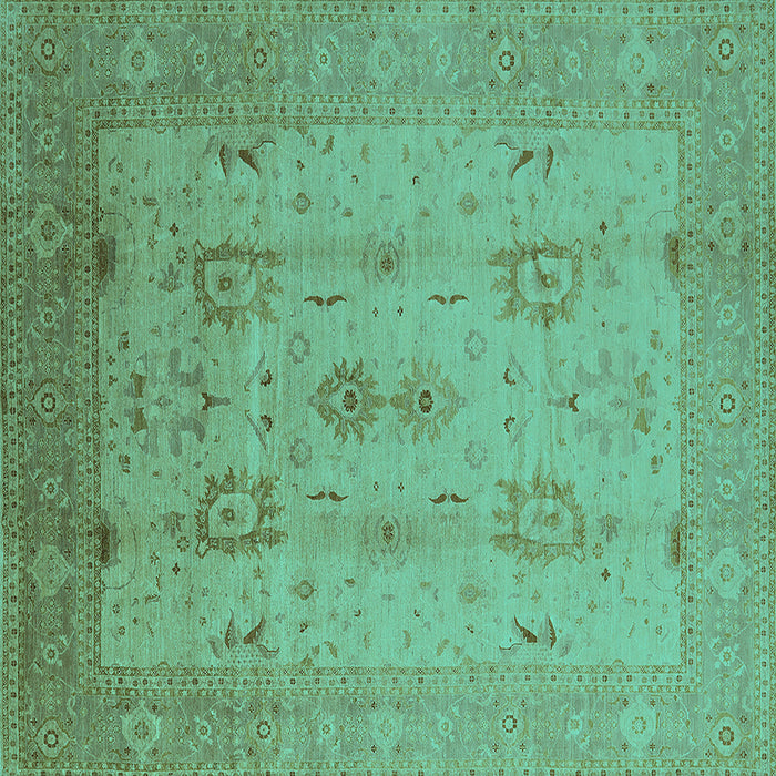 Square Oriental Turquoise Industrial Rug, urb856turq
