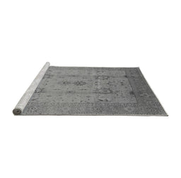 Sideview of Machine Washable Oriental Gray Industrial Rug, wshurb856gry