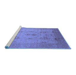 Sideview of Machine Washable Oriental Blue Industrial Rug, wshurb856blu
