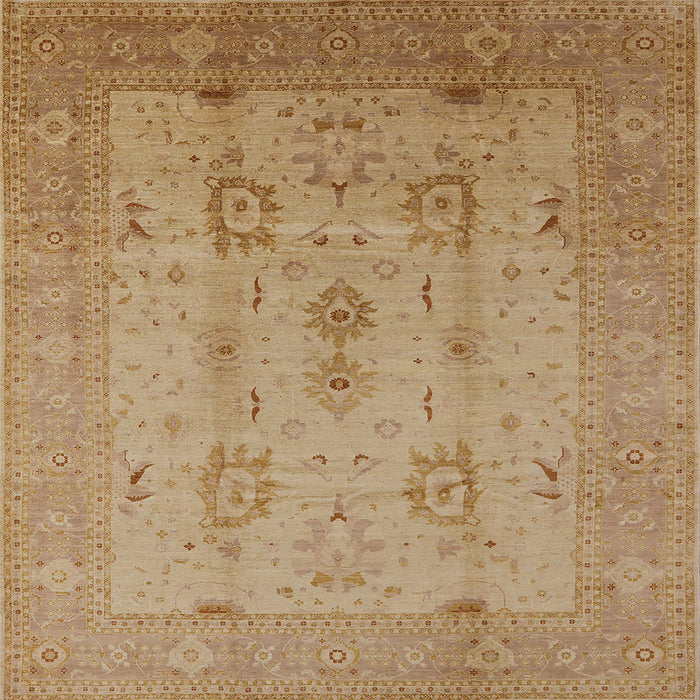 Square Mid-Century Modern Brown Sand Brown Oriental Rug, urb856