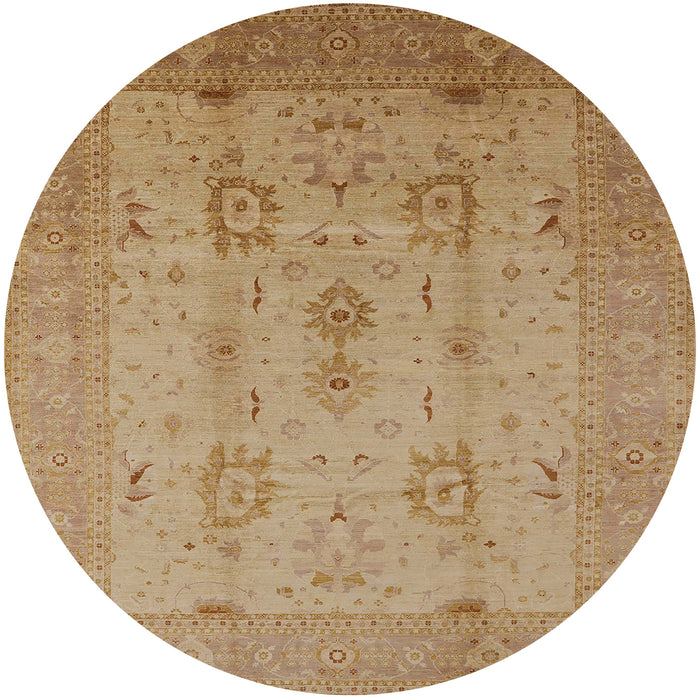 Round Mid-Century Modern Brown Sand Brown Oriental Rug, urb856