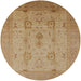 Round Mid-Century Modern Brown Sand Brown Oriental Rug, urb856