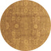 Round Oriental Brown Industrial Rug, urb857brn