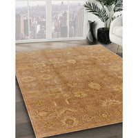 Mid-Century Modern Gold Oriental Rug, urb857