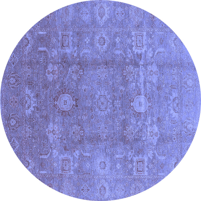 Round Oriental Blue Industrial Rug, urb857blu